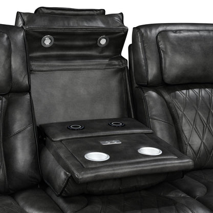 3-1-1 Seater Electric Air Leather Dark Grey Recliner Set - Mekamart Australia