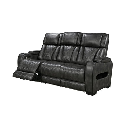 3-2-1 Seater Electric Air Leather Dark Grey Recliner Set - Mekamart Australia
