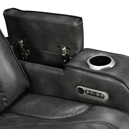 3-2 Seater Electric Air Leather Dark Grey Recliner Set - Mekamart Australia