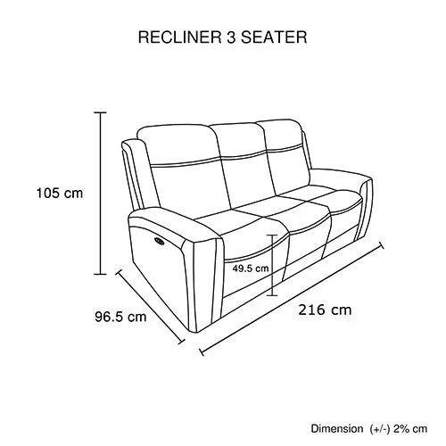 3-2 Seater Electric Leather/PVC Black Recliner Set - Mekamart Australia