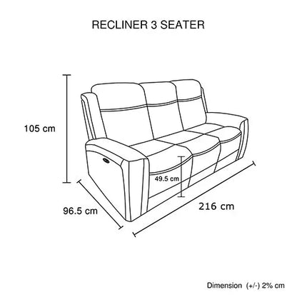 3-2 Seater Electric Leather/PVC Black Recliner Set - Mekamart Australia