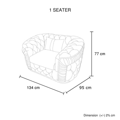 1 Seater Sofa Beige Velvet Fabric Solid Wood construction Gold Stainless Steel Trim - Mekamart Australia