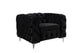 Single Seater Black Sofa Classic Armchair Button Tufted in Velvet Fabric with Metal Legs - Mekamart Australia