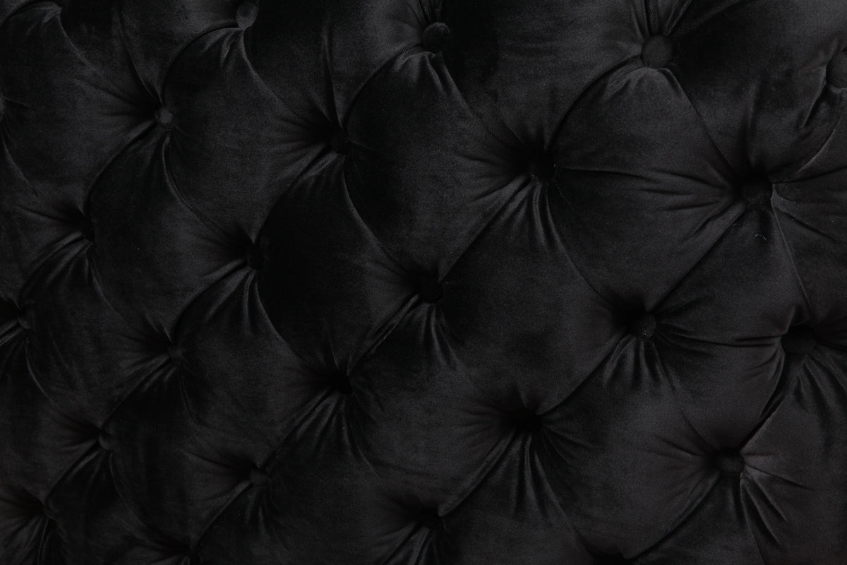 Single Seater Black Sofa Classic Armchair Button Tufted in Velvet Fabric with Metal Legs - Mekamart Australia