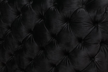 Single Seater Black Sofa Classic Armchair Button Tufted in Velvet Fabric with Metal Legs - Mekamart Australia