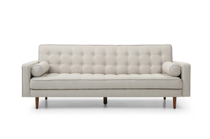 Sofa Bed 3 Seater Button Tufted Lounge Set for Living Room Couch in Fabric Beige Colour - Mekamart Australia