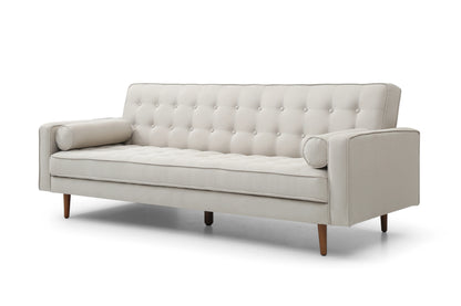 Sofa Bed 3 Seater Button Tufted Lounge Set for Living Room Couch in Fabric Beige Colour - Mekamart Australia