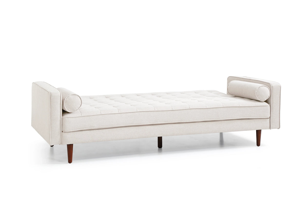 Sofa Bed 3 Seater Button Tufted Lounge Set for Living Room Couch in Fabric Beige Colour - Mekamart Australia
