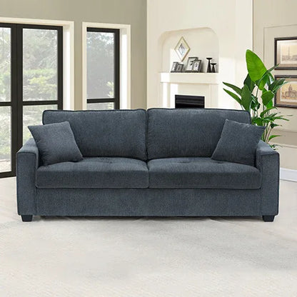 3 Seater Sofa Set Polyester Fabric Charcoal Multilayer Two Pillows Individual Pocket Spring - Mekamart Australia