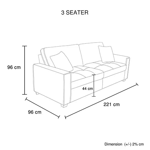Milano 3 Seater Sofa Set Polyester Fabric Multilayer Two Pillows Attached Individual Pocket Spring - Mekamart Australia