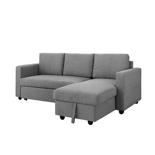 Murry 2 Seater Sofa Bed With Pull Out Storage Corner Lounge Set In Grey With Chaise - Mekamart Australia