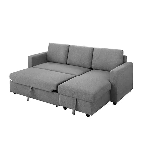 Murry 2 Seater Sofa Bed With Pull Out Storage Corner Lounge Set In Grey With Chaise - Mekamart Australia