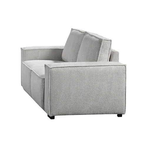 Reno 3 Seater Sofa Beige Colour Fabric Upholstery Wooden Structure Knock Down Feature In Back & Arms - Mekamart Australia