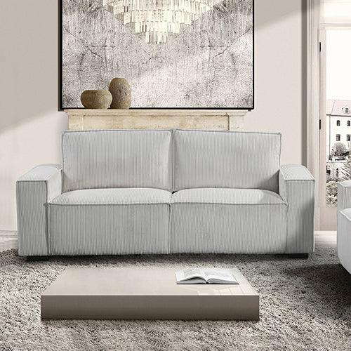 Reno 3 Seater Sofa Grey Colour Fabric Upholstery Wooden Structure Knock Down Feature In Back & Arms - Mekamart Australia