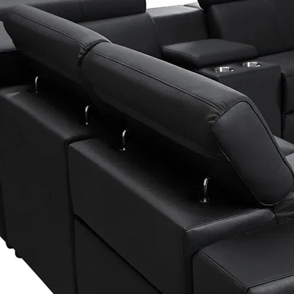 Washington Genuine Leather 6 Seater Corner Sofa With 2 Electric Recliners And Reversible Console - Mekamart Australia