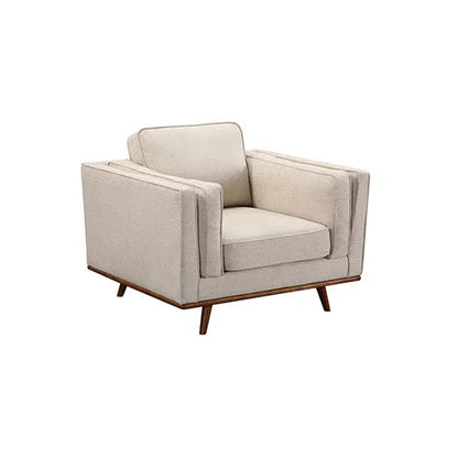 Single Seater Armchair Sofa Modern Lounge Accent Chair in Beige Fabric with Wooden Frame - Mekamart Australia