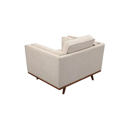 Single Seater Armchair Sofa Modern Lounge Accent Chair in Beige Fabric with Wooden Frame - Mekamart Australia