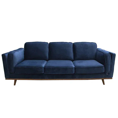 3 Seater Sofa Soft Blue in Soft Blue Velvet Fabric Lounge Set for Living Room Couch with Wooden Frame - Mekamart Australia