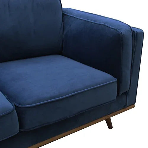 3 Seater Sofa Soft Blue in Soft Blue Velvet Fabric Lounge Set for Living Room Couch with Wooden Frame - Mekamart Australia