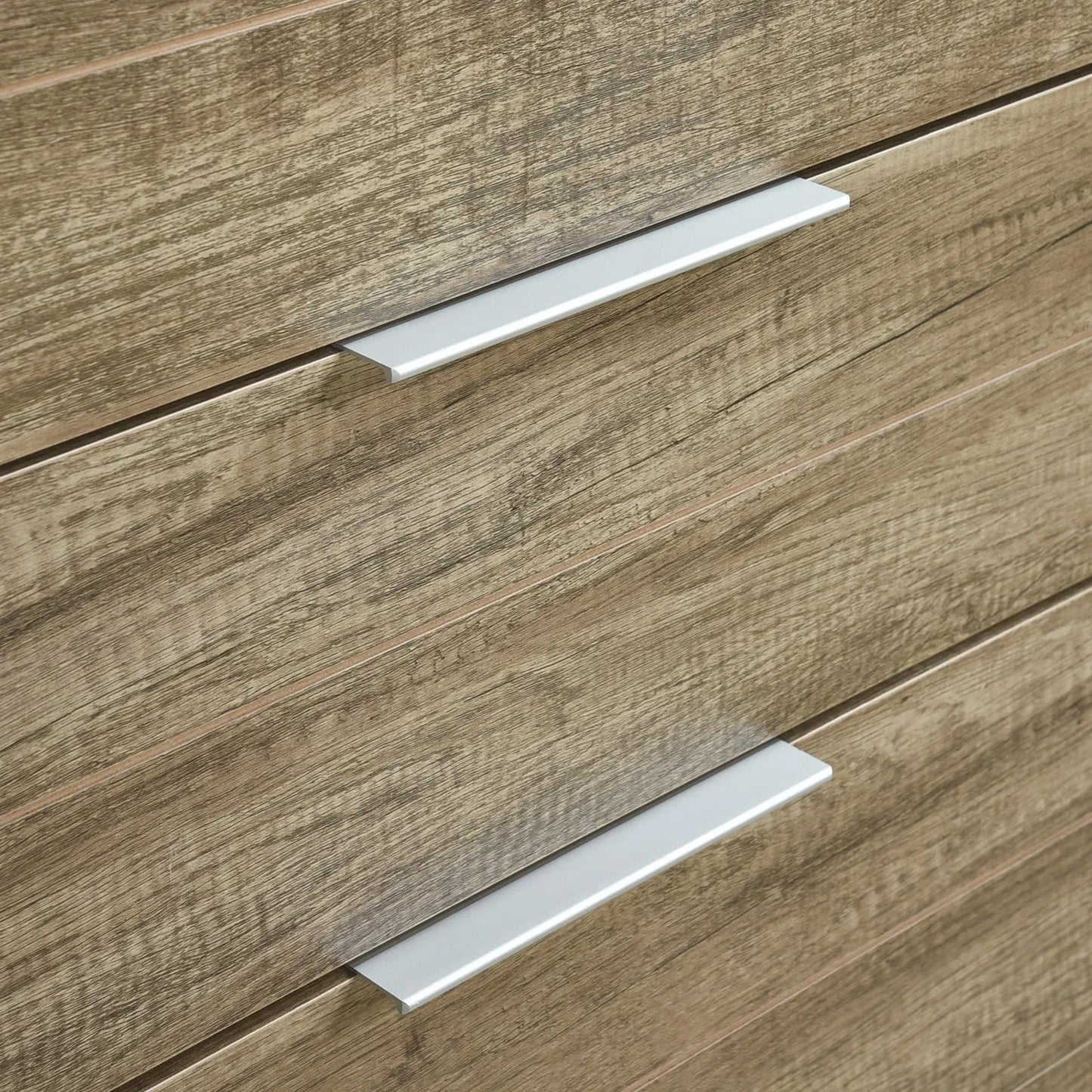 Tallboy with 5 Storage Drawers Natural Wood like MDF in Oak Colour - Mekamart Australia