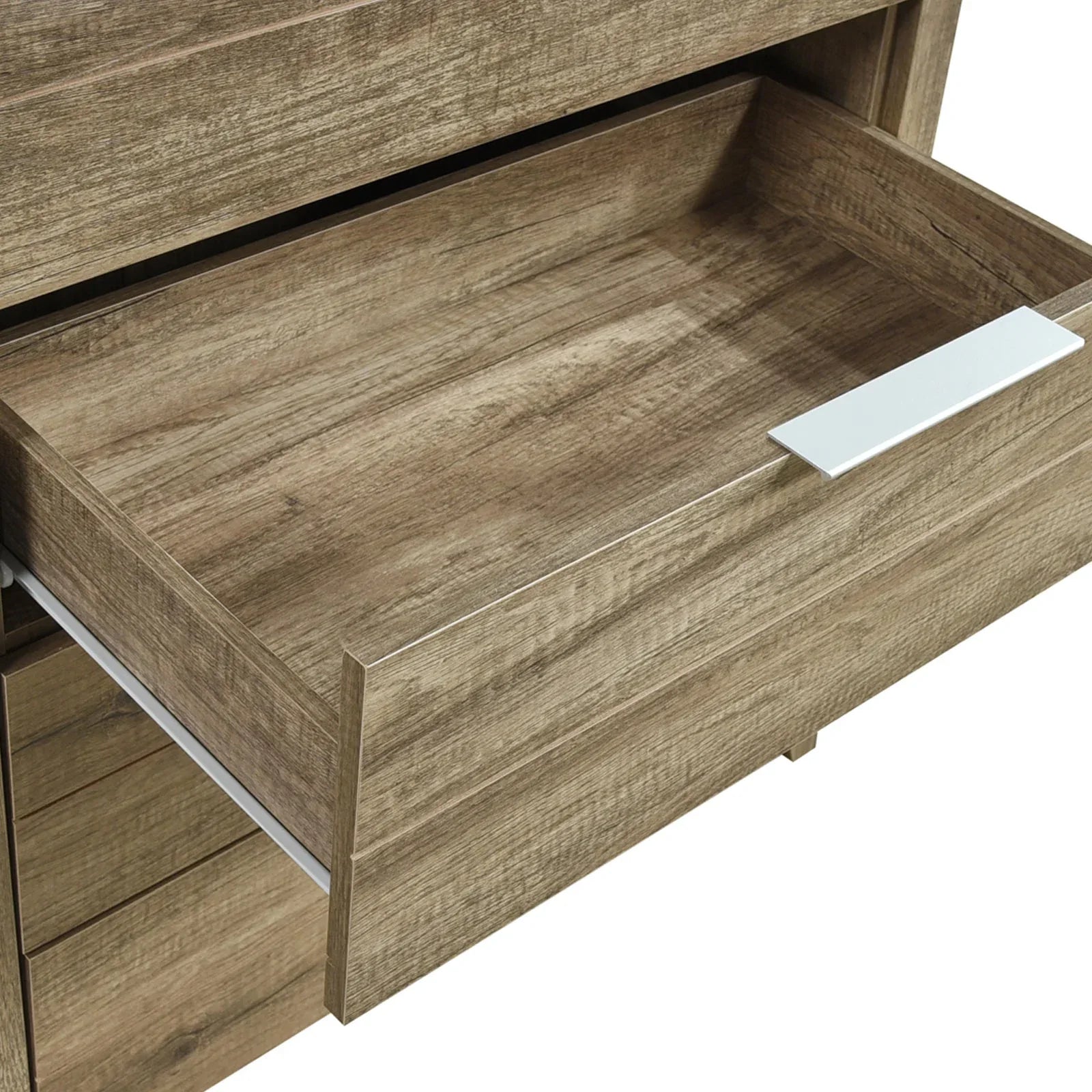 Tallboy with 5 Storage Drawers Natural Wood like MDF in Oak Colour - Mekamart Australia