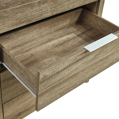 Tallboy with 5 Storage Drawers Natural Wood like MDF in Oak Colour - Mekamart Australia