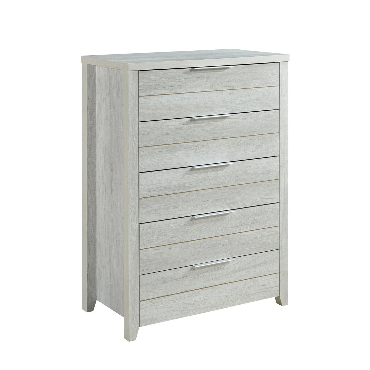Tallboy with 5 Storage Drawers Natural Wood like MDF in White Ash Colour - Mekamart Australia