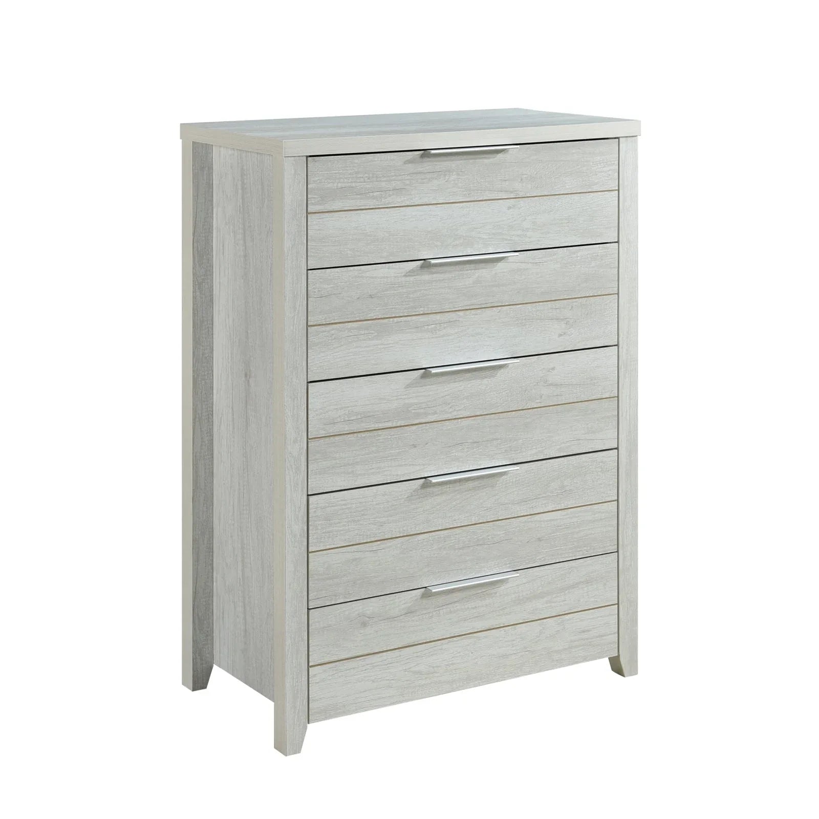Tallboy with 5 Storage Drawers Natural Wood like MDF in White Ash Colour - Mekamart Australia