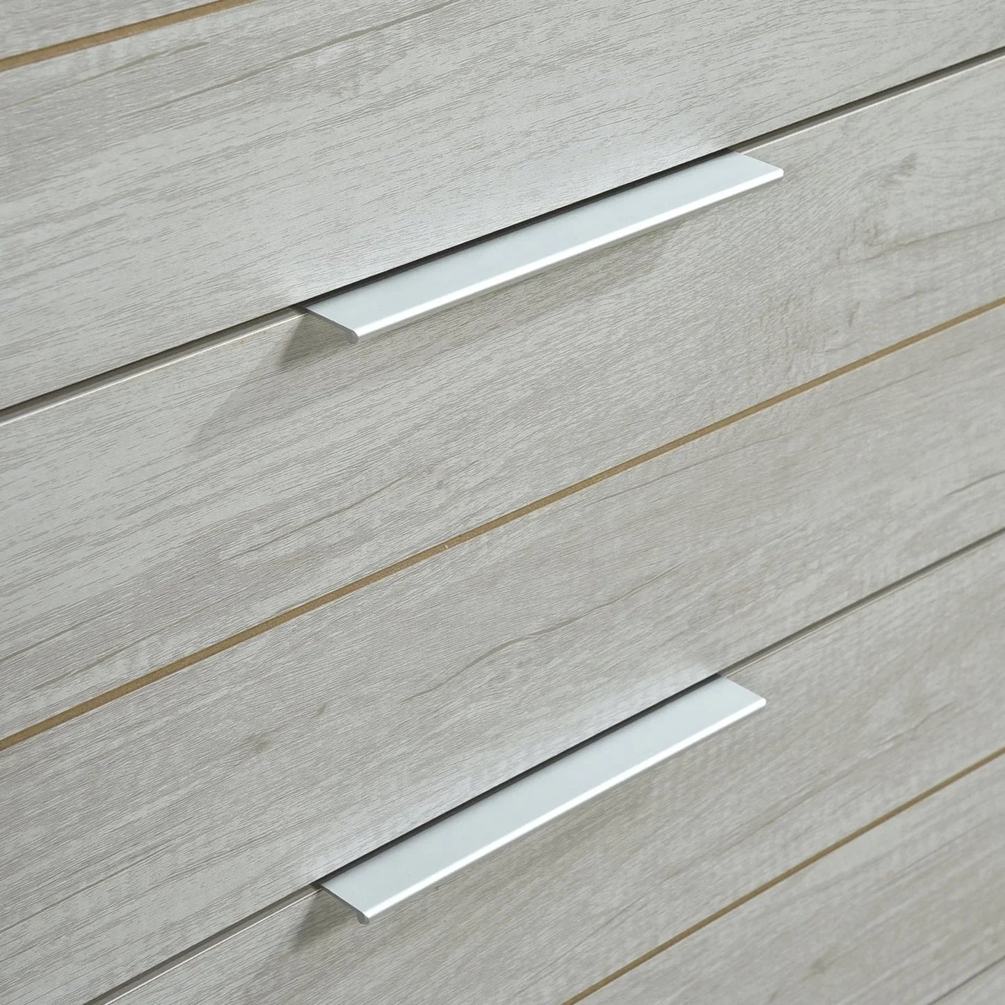 Tallboy with 5 Storage Drawers Natural Wood like MDF in White Ash Colour - Mekamart Australia
