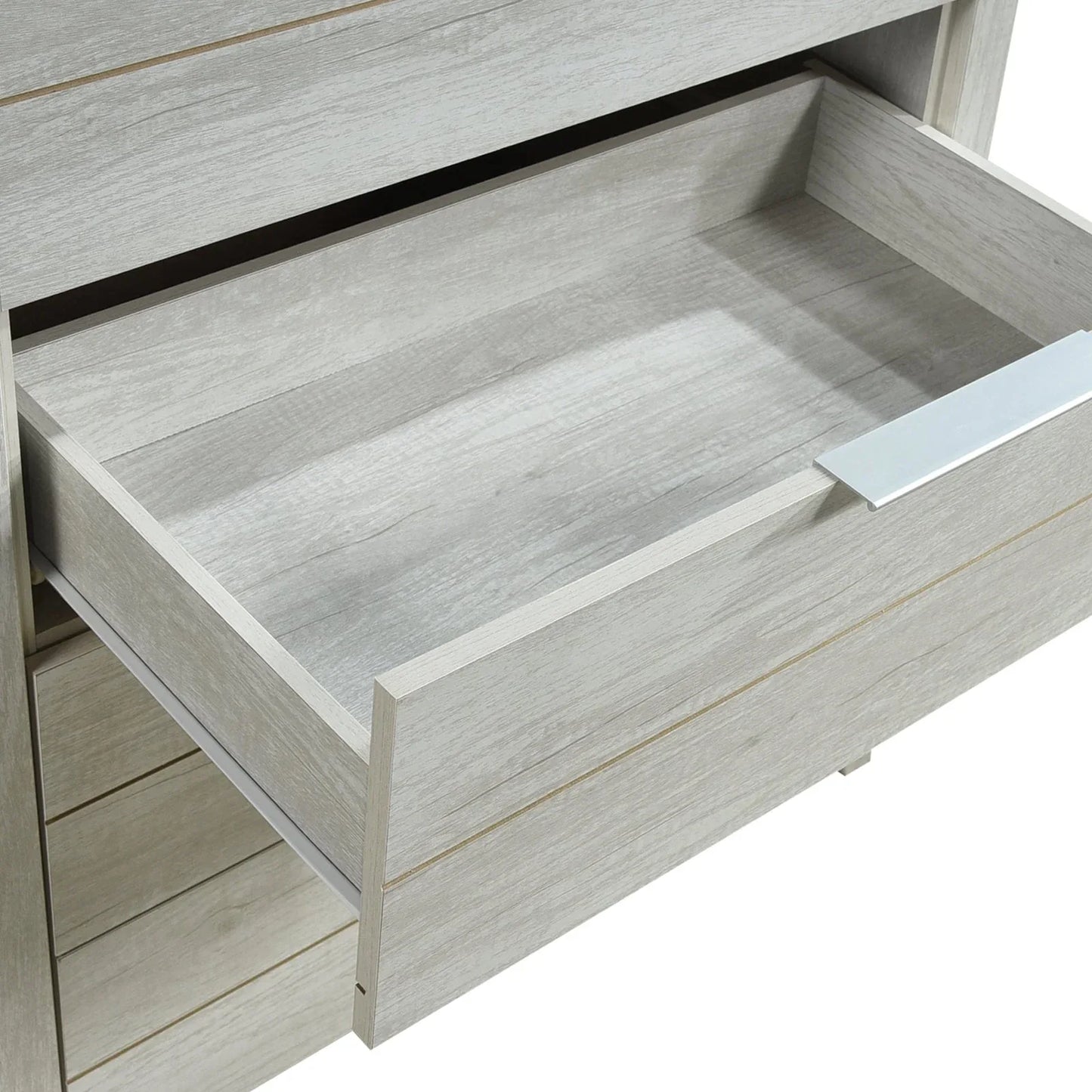 Tallboy with 5 Storage Drawers Natural Wood like MDF in White Ash Colour - Mekamart Australia