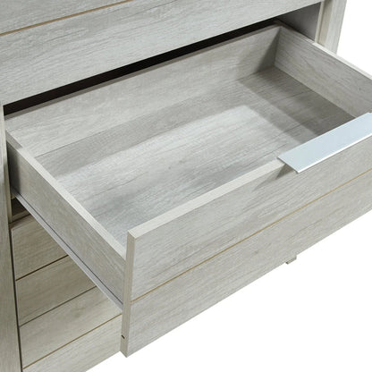 Tallboy with 5 Storage Drawers Natural Wood like MDF in White Ash Colour - Mekamart Australia