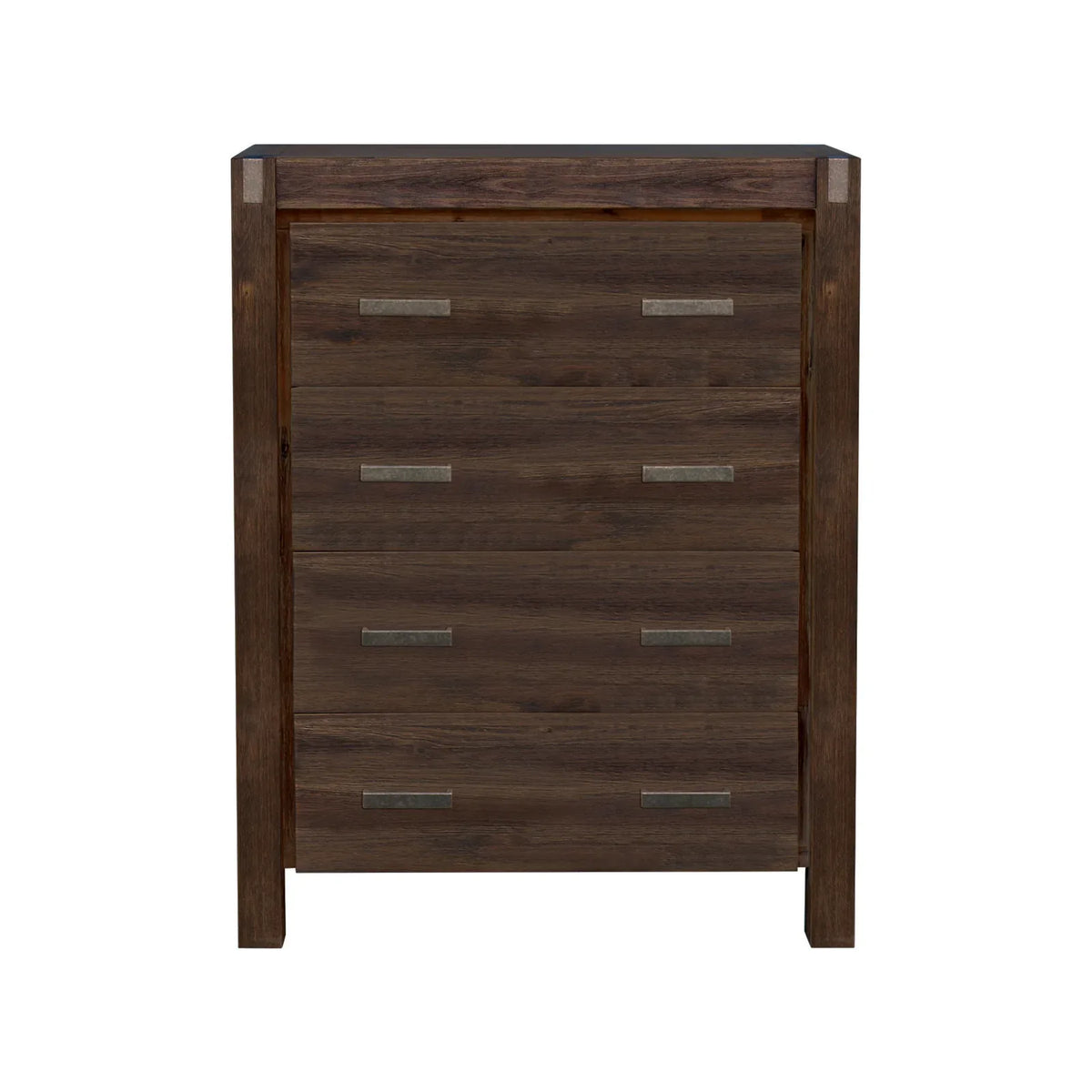 Tallboy with 4 Storage Drawers Solid Wooden Assembled in Chocolate Colour - Mekamart Australia