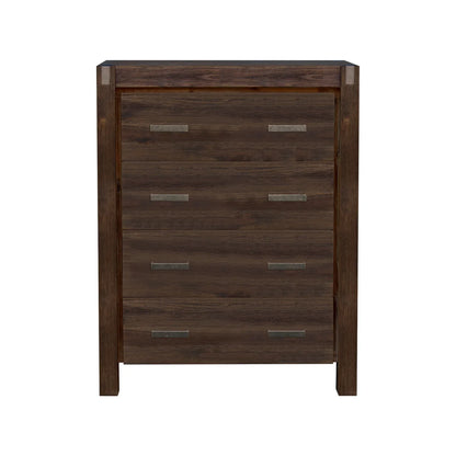 Tallboy with 4 Storage Drawers Solid Wooden Assembled in Chocolate Colour - Mekamart Australia