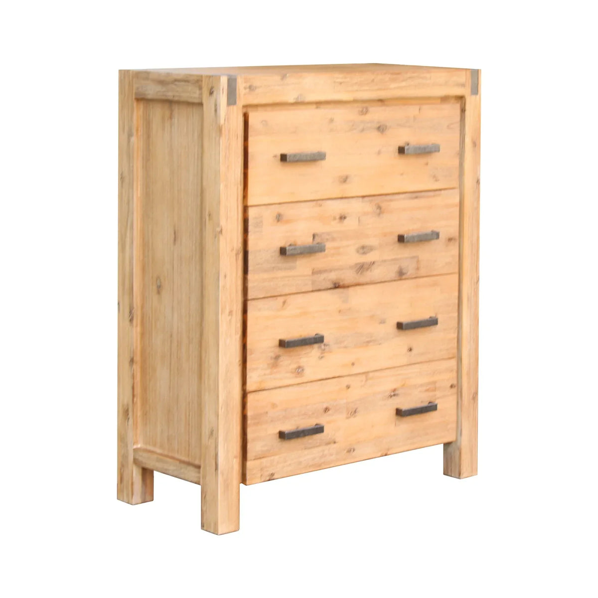 Tallboy with 4 Storage Drawers Solid Wooden Assembled in Oak Colour - Mekamart Australia