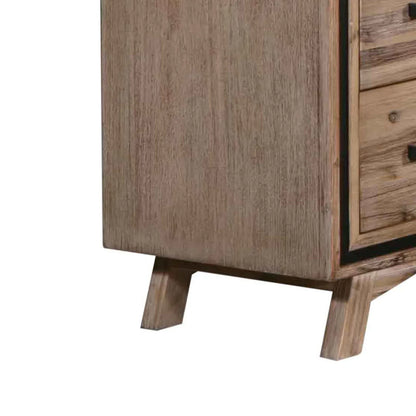 Tallboy with 5 Storage Drawers Solid Acacia Wooden Frame in Silver Brush Colour - Mekamart Australia