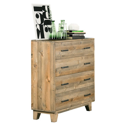 Tallboy with 4 Storage Drawers in Wooden Light Brown Colour - Mekamart Australia