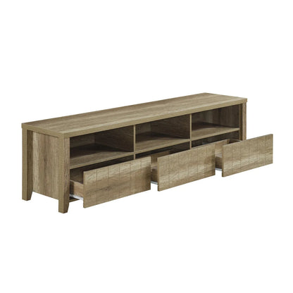 TV Cabinet 3 Storage Drawers with Shelf Natural Wood like MDF Entertainment Unit in Oak Colour - Mekamart Australia