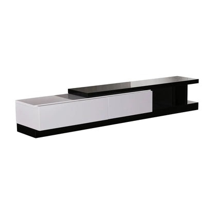 TV Cabinet with 2 Storage Drawers With High Glossy Assembled Entertainment Unit in Black & White colour - Mekamart Australia