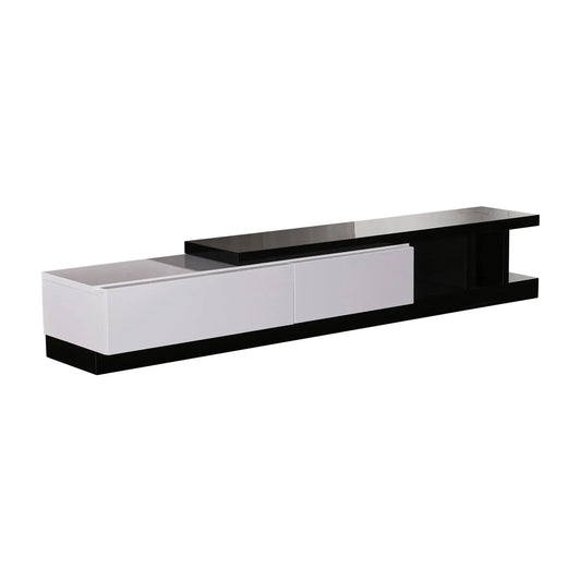 TV Cabinet with 2 Storage Drawers With High Glossy Assembled Entertainment Unit in Black & White colour - Mekamart Australia