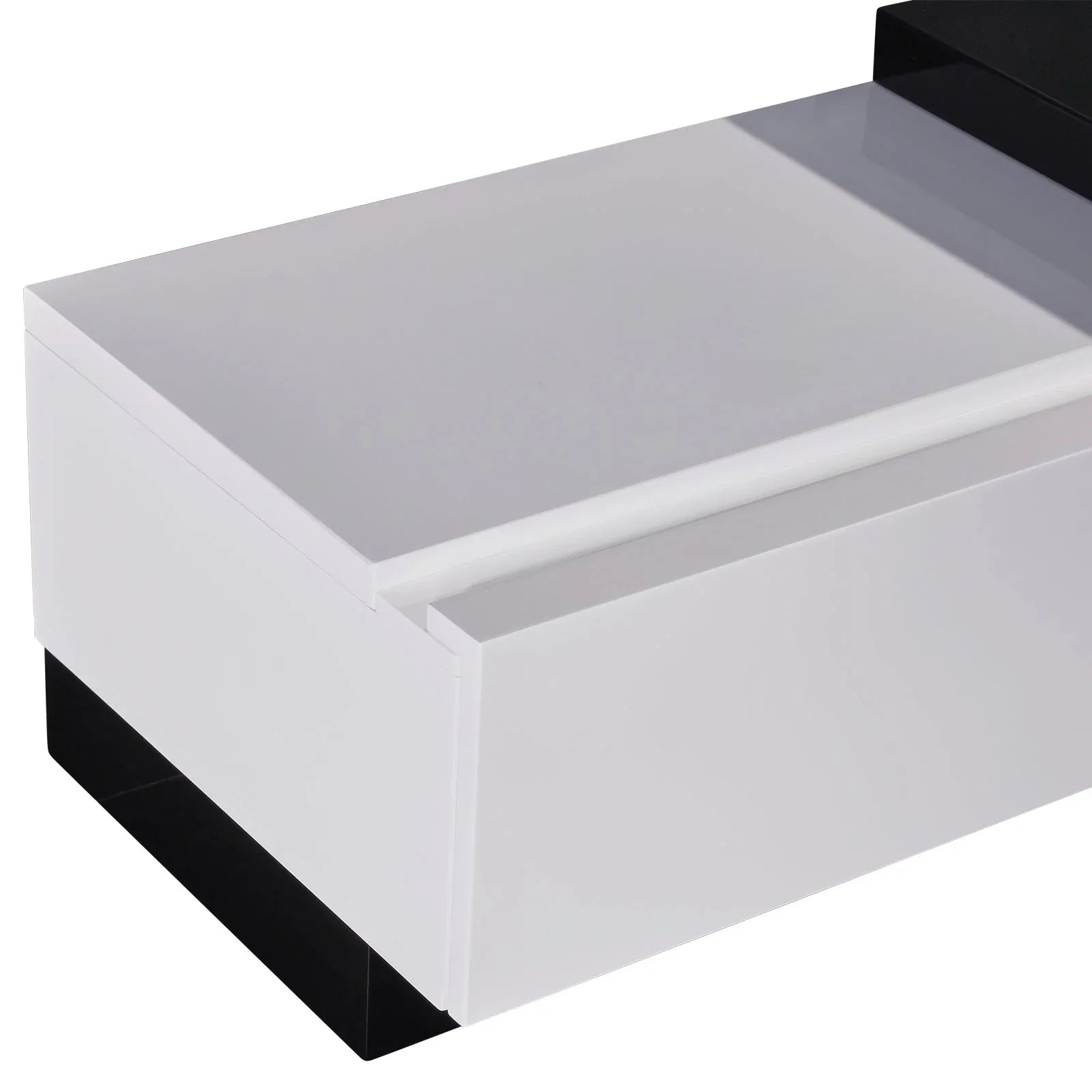 TV Cabinet with 2 Storage Drawers With High Glossy Assembled Entertainment Unit in Black & White colour - Mekamart Australia