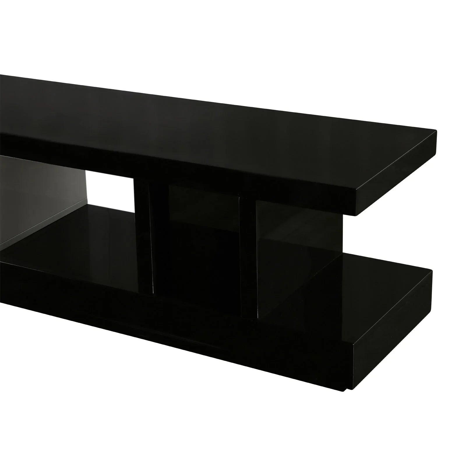 TV Cabinet with 2 Storage Drawers With High Glossy Assembled Entertainment Unit in Black & White colour - Mekamart Australia