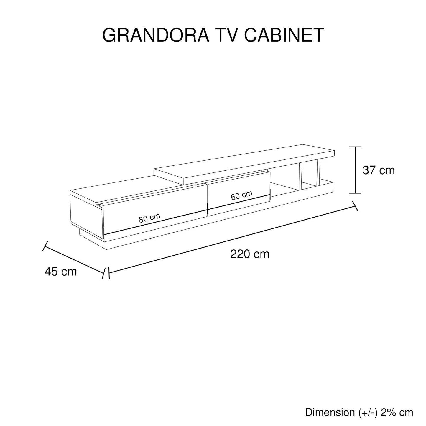 TV Cabinet with 2 Storage Drawers With High Glossy Assembled Entertainment Unit in Black & White colour - Mekamart Australia
