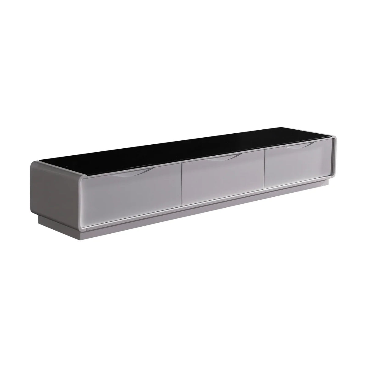 TV Cabinet with 3 Storage Drawers With High Glossy Assembled Entertainment Unit in Black & White colour - Mekamart Australia