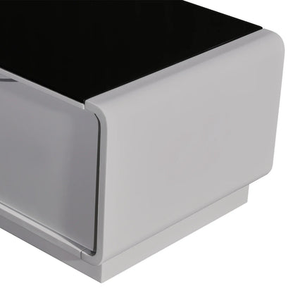 TV Cabinet with 3 Storage Drawers With High Glossy Assembled Entertainment Unit in Black & White colour - Mekamart Australia