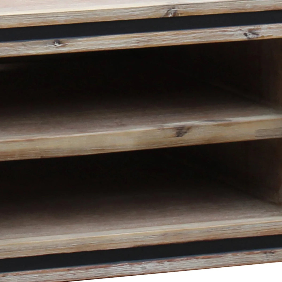 TV Cabinet with 2 Storage Drawers Cabinet Solid Acacia Wooden Entertainment Unit in Sliver Bruch Colour - Mekamart Australia