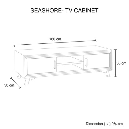 TV Cabinet with 2 Storage Drawers Cabinet Solid Acacia Wooden Entertainment Unit in Sliver Bruch Colour - Mekamart Australia