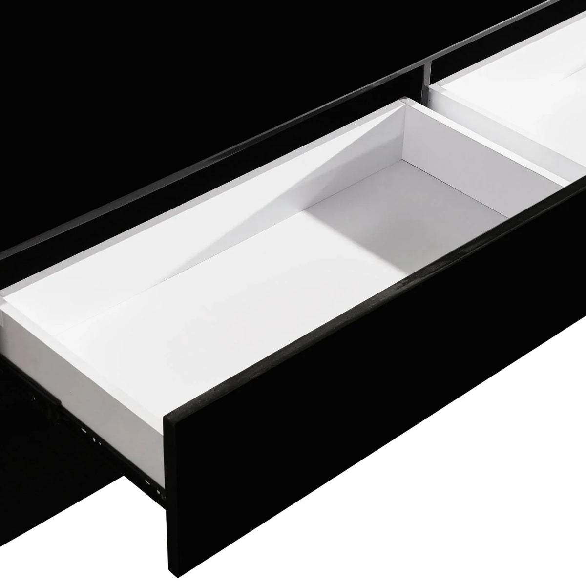 TV Cabinet with 3 Storage Drawers With High Glossy Assembled Entertainment Unit in Black colour - Mekamart Australia