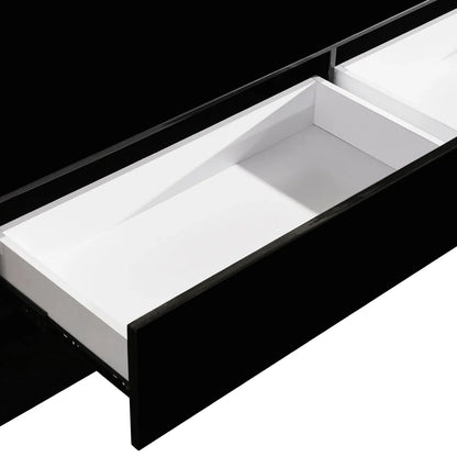 TV Cabinet with 3 Storage Drawers With High Glossy Assembled Entertainment Unit in Black colour - Mekamart Australia