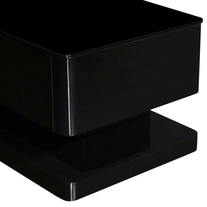 TV Cabinet with 3 Storage Drawers With High Glossy Assembled Entertainment Unit in Black colour - Mekamart Australia