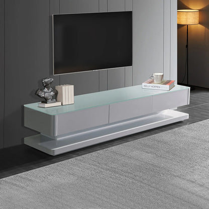 TV Cabinet with 3 Storage Drawers With High Glossy Assembled Entertainment Unit in White colour - Mekamart Australia